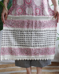 Handblock lacework kurta (PINK)