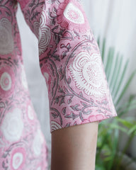 Handblock lacework kurta (PINK)