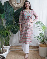 Sea Green Buti Yoke Kurta