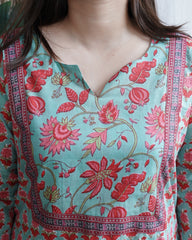 Sea Green Buti Yoke Kurta