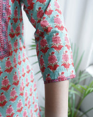 Sea Green Buti Yoke Kurta