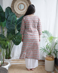 Sea Green Buti Yoke Kurta
