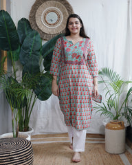 Sea Green Buti Yoke Kurta
