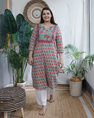 Sea Green Buti Yoke Kurta