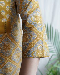 Mustard Geometric Yoke Kurta