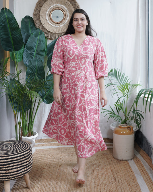 Pink Blossom dress with lining