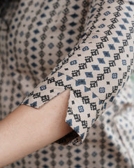 Cream geometric collar kurti