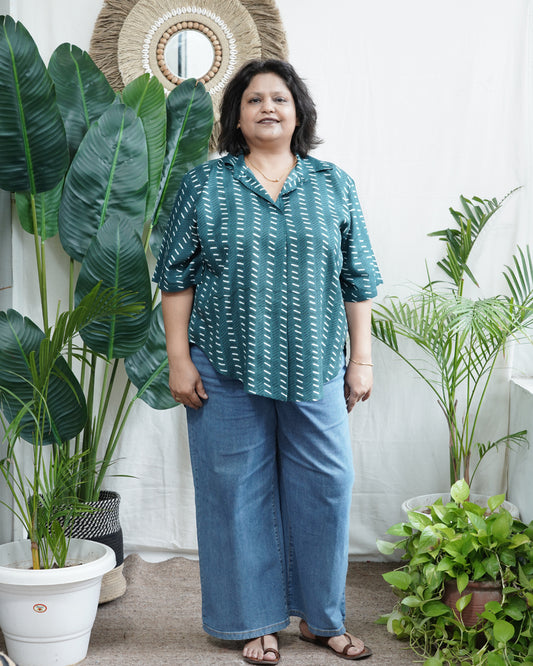Sea green free flow top