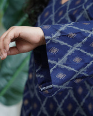 Blue geometric rayon kurti