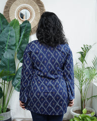Blue geometric rayon kurti