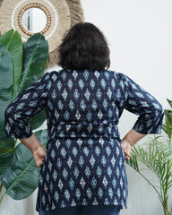 Blue cotton ikkat kurti