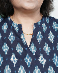 Blue cotton ikkat kurti