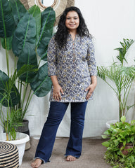 Blue mustard floral kurti