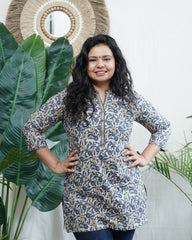 Blue mustard floral kurti