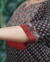 Black choti buti yoke kurta