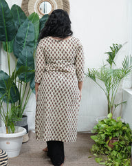 Cream bagru yoke kurta
