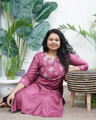 Pink muslin embroidered yoke kurta
