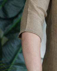 Soft Brown Embroidered V‑Neck Kurta