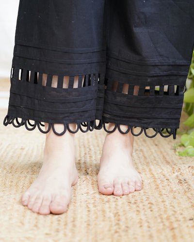 Black designer lacework palazzo