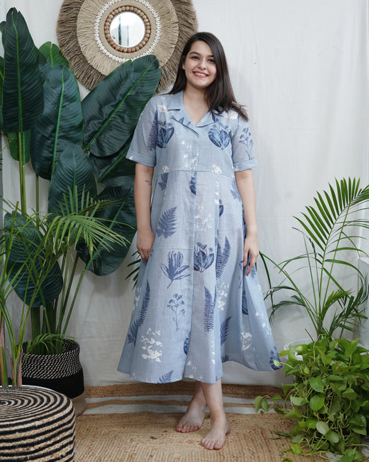 Aasmani Leaf collar dress