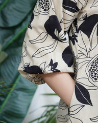 Anar print beige dress with lining