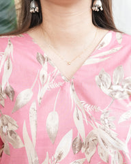 Pink floral Muslin silk kurta