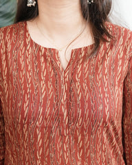 Brick red muslin silk kurta