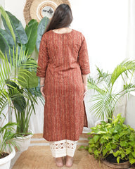 Brick red muslin silk kurta