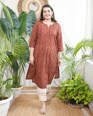 Brick red muslin silk kurta