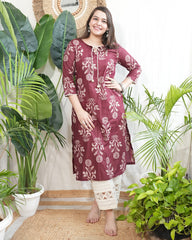 Wine big flower kodhi kurta