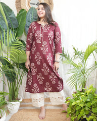 Wine big flower kodhi kurta