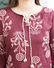 Wine big flower kodhi kurta