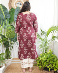 Wine big flower kodhi kurta