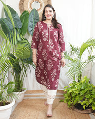 Wine big flower kodhi kurta