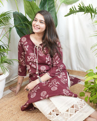 Wine big flower kodhi kurta