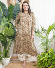 Mehendi green kalamkari aline kurta