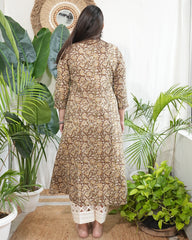 Mehendi green kalamkari aline kurta