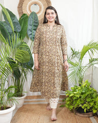 Mehendi green kalamkari aline kurta
