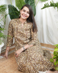 Mehendi green kalamkari aline kurta