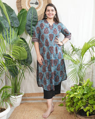 Indigo big buta printed kurta