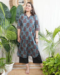 Indigo big buta printed kurta