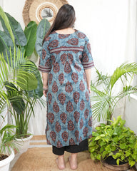 Indigo big buta printed kurta