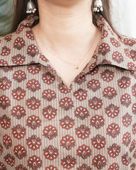 Beige Maroon flower Printed Kurta