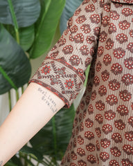 Beige Maroon flower Printed Kurta