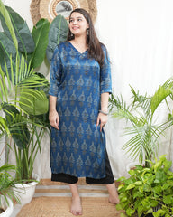 Premium modal indigo floral kurta