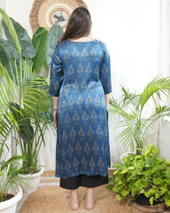 Premium modal indigo floral kurta