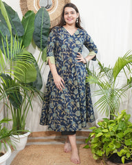Peacock Green floral kurta
