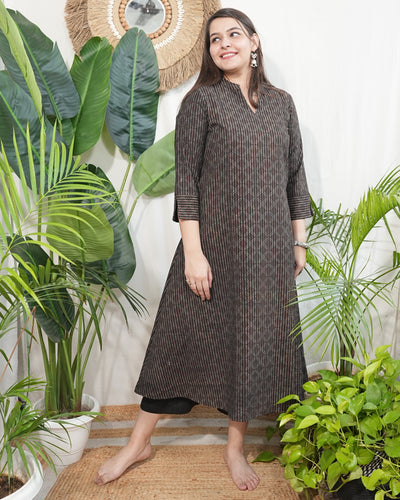 Brown geometric bagru Aline kurta