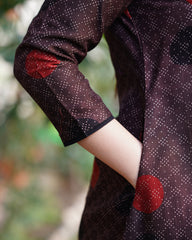 Dark brown bindi chanderi Aline Kurta with pocket