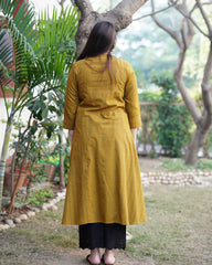 Mustard mehendi buti Aline kurta